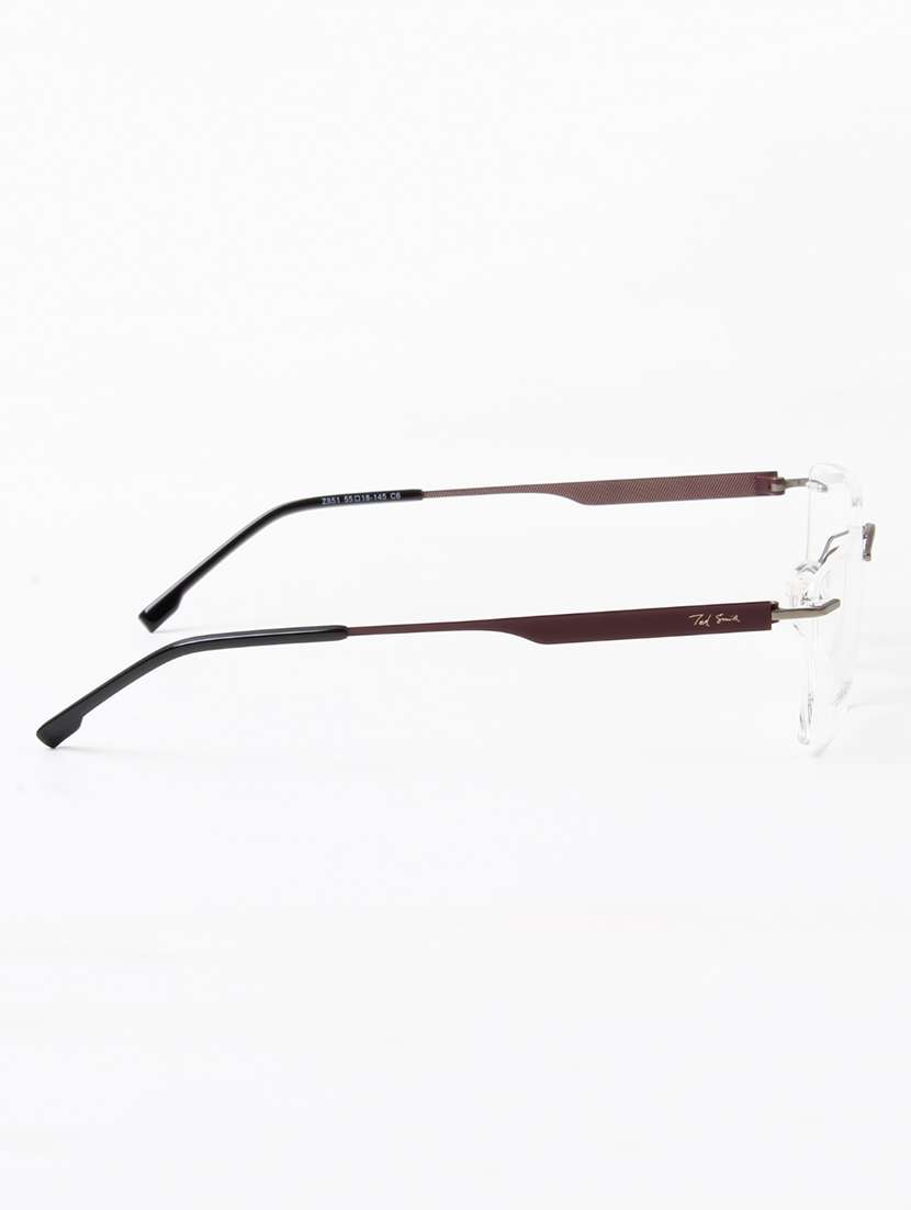 ted smith unisex metal rectangle gunmetal rimless frames - 22507733 -  Standard Image - 4