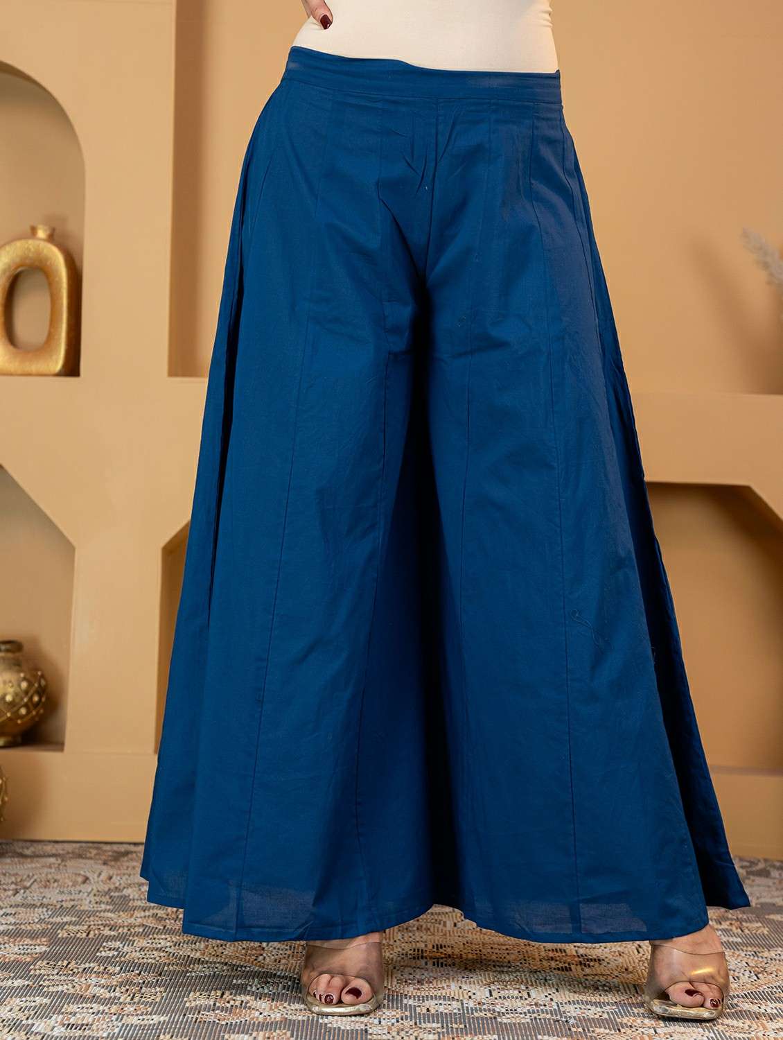 women embroidered notch neck kurta and palazzo set - 22507815 -  Standard Image - 4