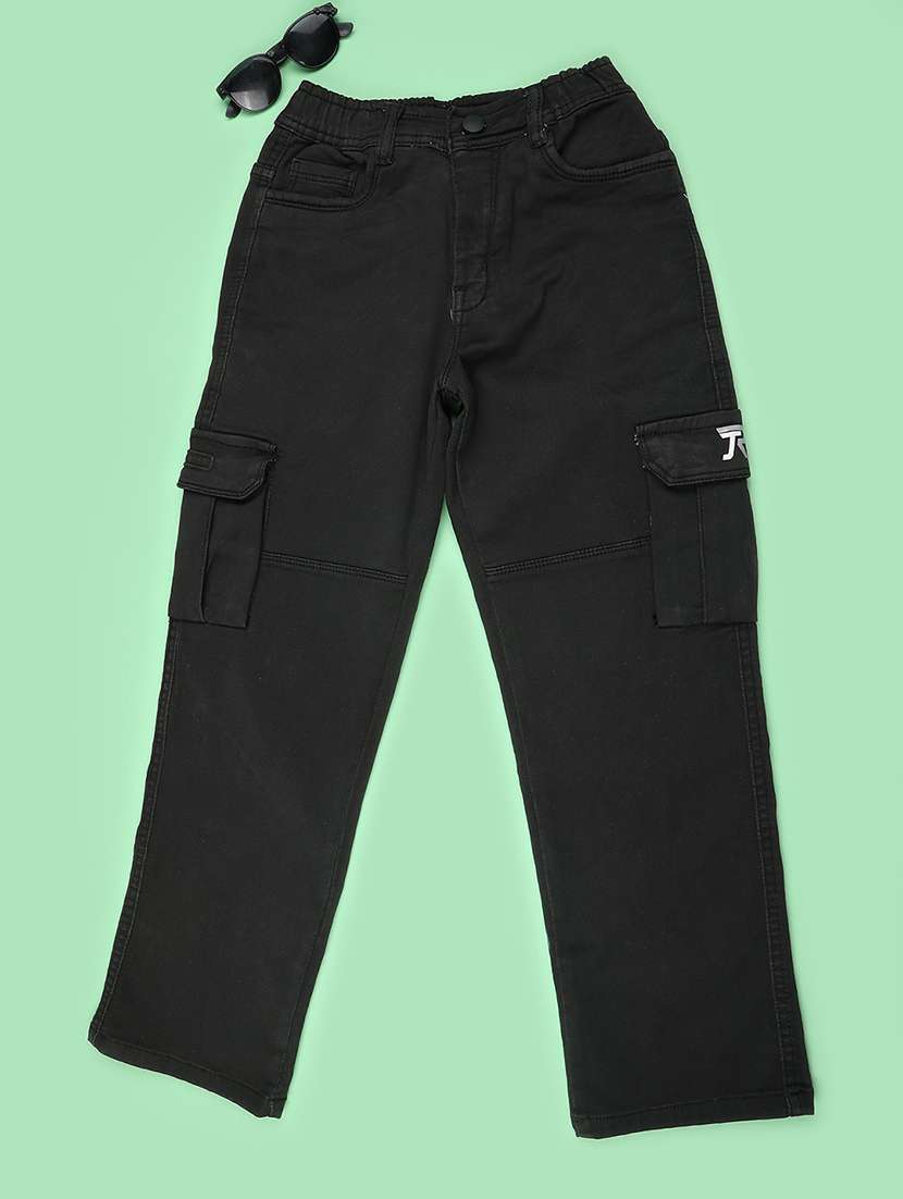 boys solid mid rise regular fit cargo pant - 22507892 -  Standard Image - 1