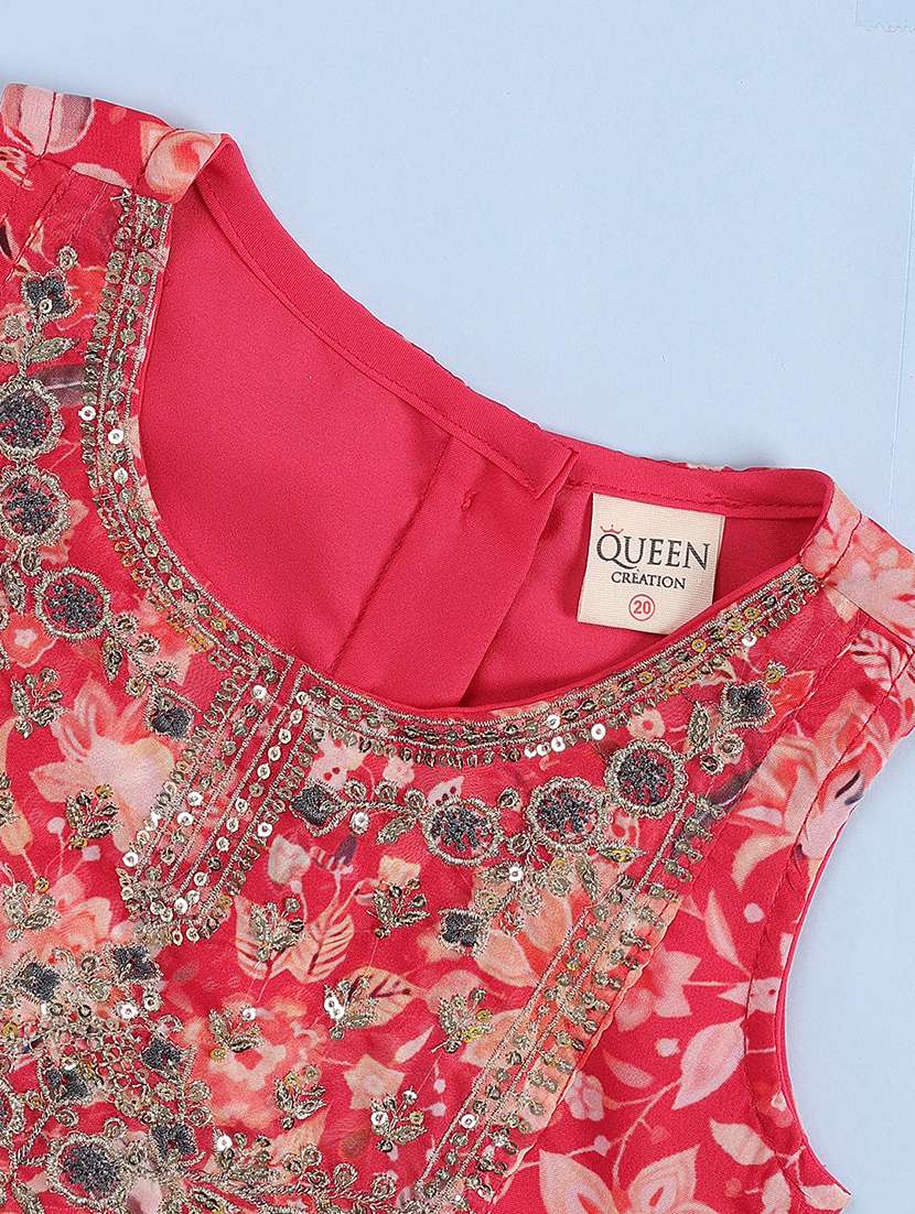 Girls Printed Sleeveless Kurta Sharara Set - 22507913 -  Standard Image - 4