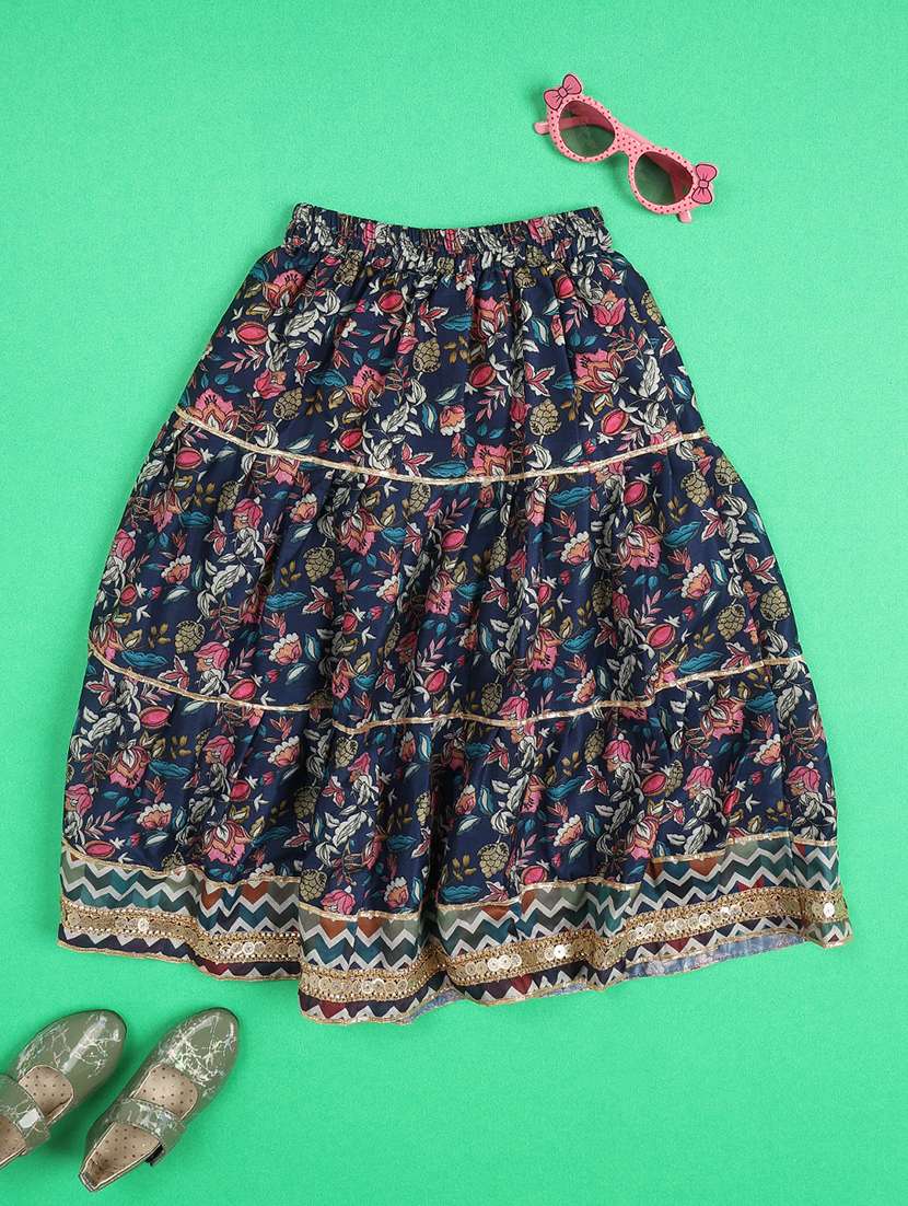 Girls Printed Sleeveless Top And Skirt Set - 22507914 -  Standard Image - 4