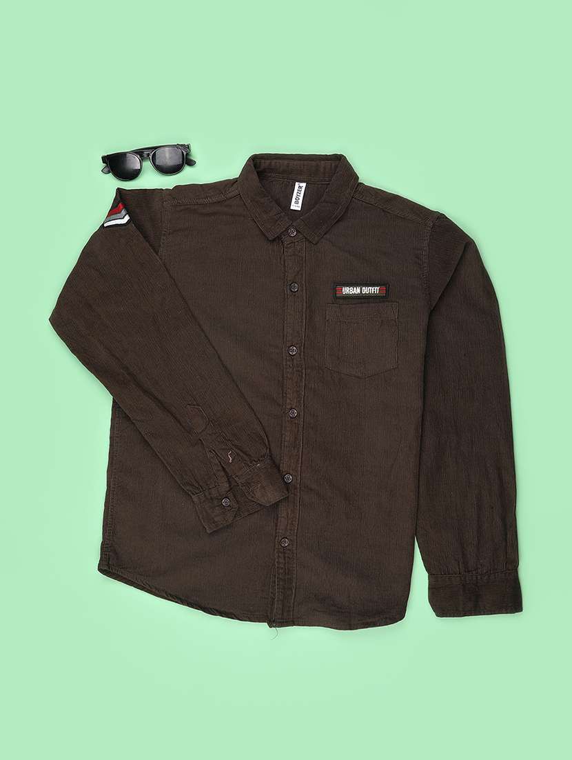 boys solid long sleeves regular shirt - 22507940 -  Standard Image - 1