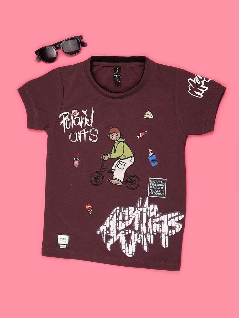 Boys Printed Short Sleeves Regular Fit T-shirt - 22507997 -  Standard Image - 1