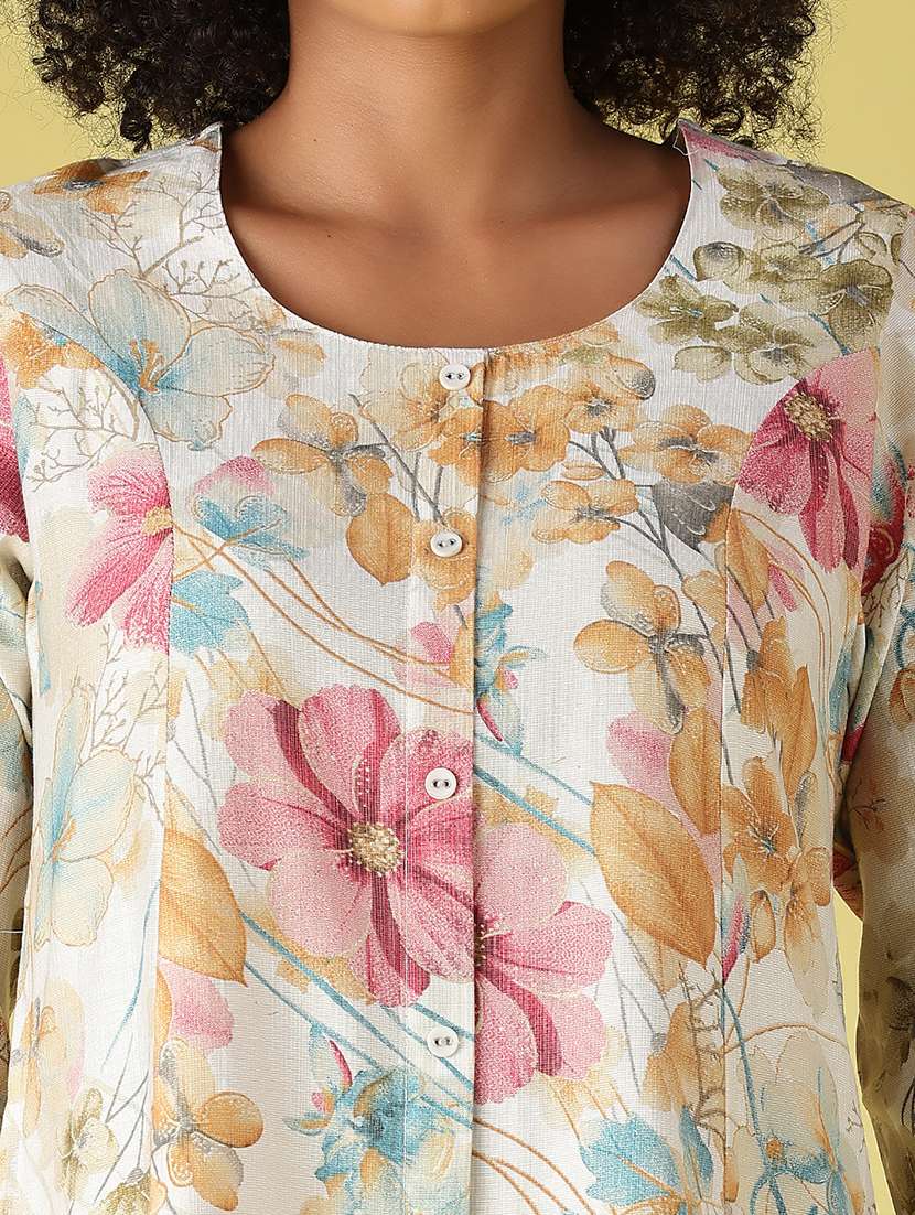 Women Printed Three Quarter Sleeves A-line Dress - 22508136 -  Standard Image - 1