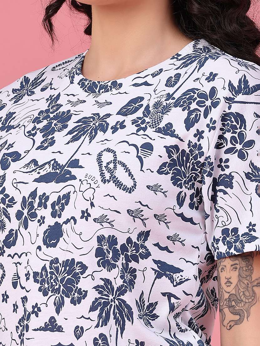 Women Printed Short Sleeves Regular Fit T-shirt - 22508209 -  Standard Image - 1