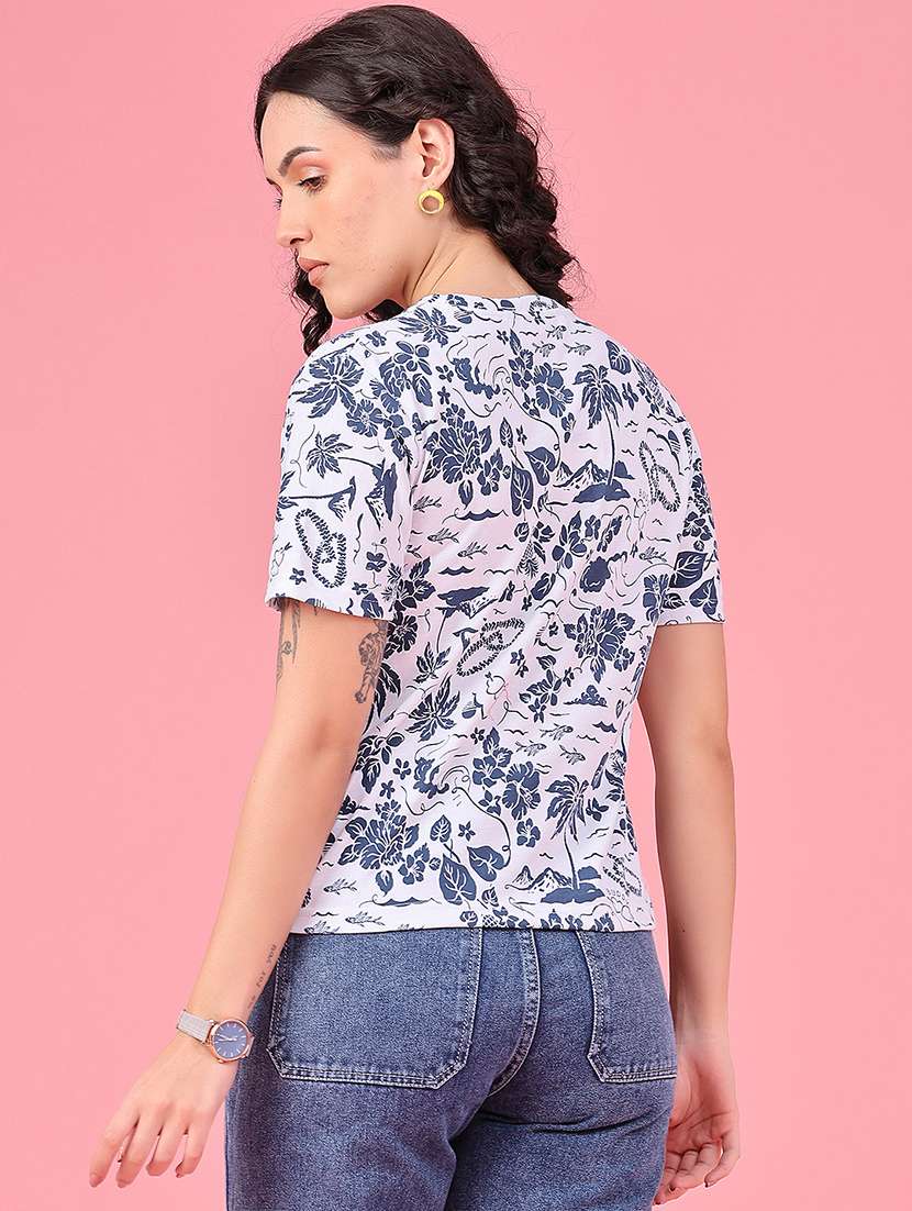 Women Printed Short Sleeves Regular Fit T-shirt - 22508209 -  Standard Image - 4
