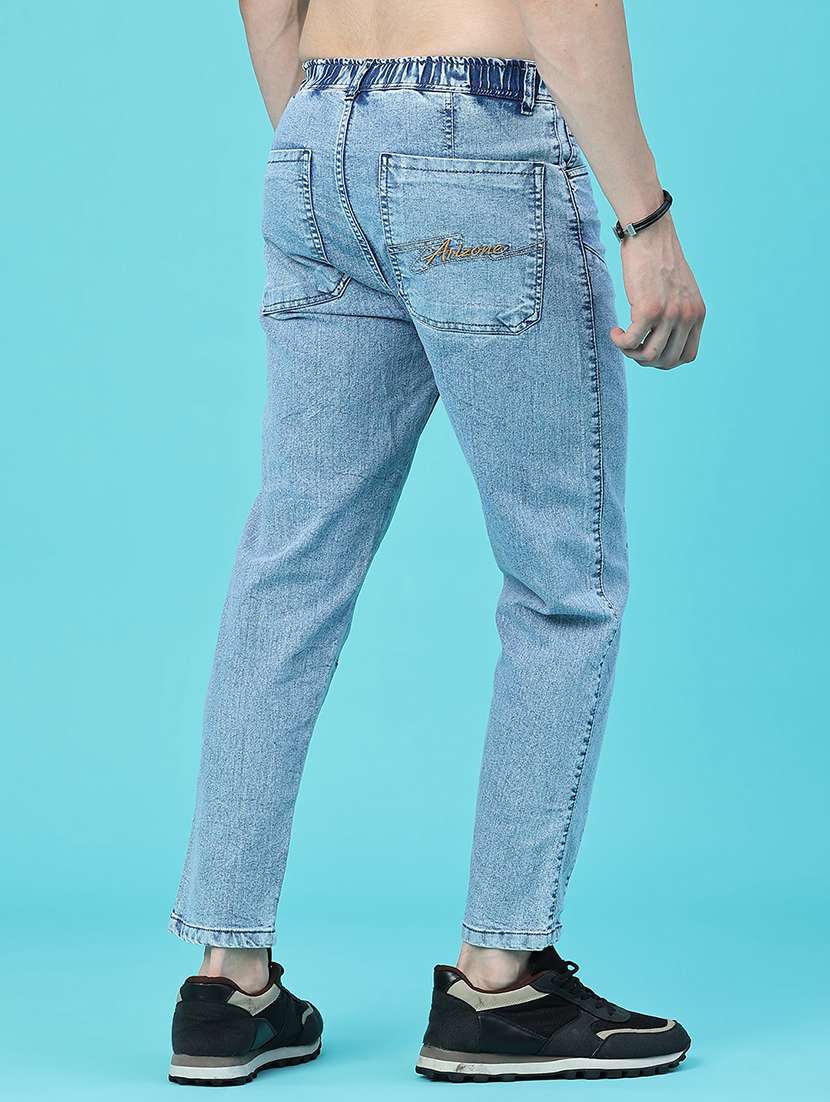 Men Plain Mid Rise Ankle Length Slim Fit Jeans - 22508621 -  Standard Image - 4