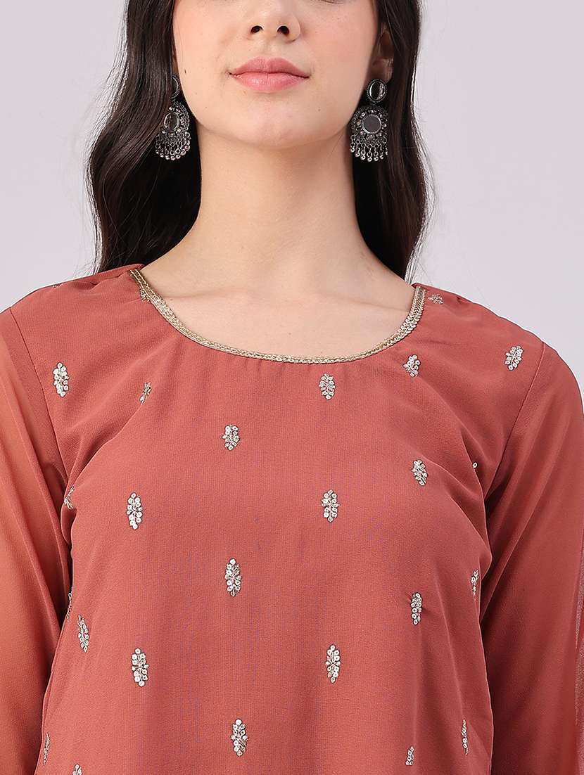 Women Embroidered Three Quarter Sleeve Kurta Sharara With Dupatta Set - 22508649 -  Standard Image - 1