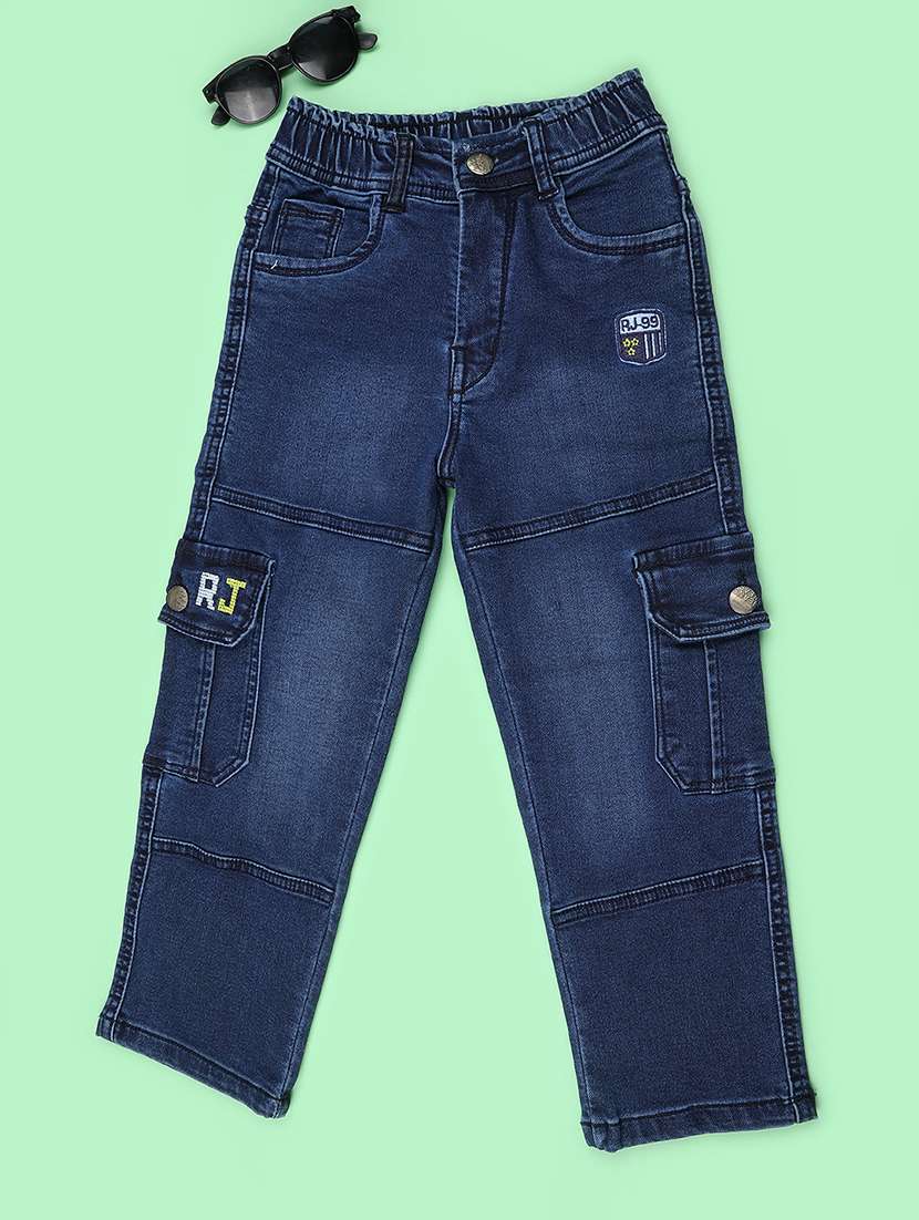 boys washed mid rise regular fit cargo jeans - 22508722 -  Standard Image - 1