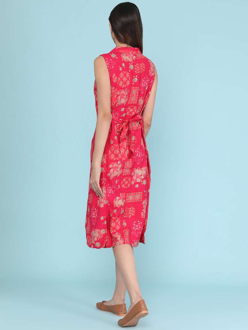 Women Printed Sleeveless A-line Dress - 22508775 -  Standard Image - 4