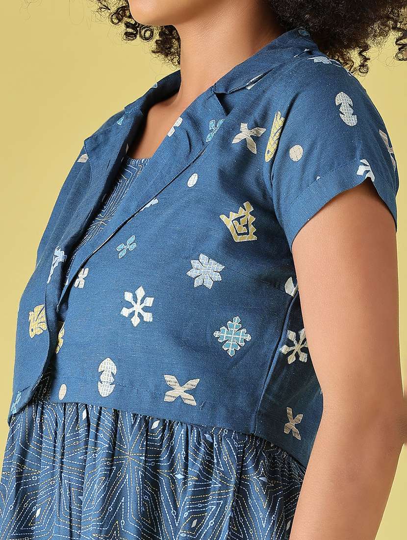 women printed short sleeves tiered dress - 22508817 -  Standard Image - 1