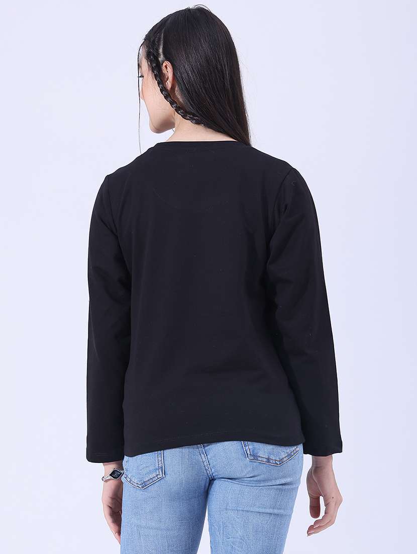Women Typographic Long Sleeves Regular Fit T-shirt - 22508919 -  Standard Image - 4