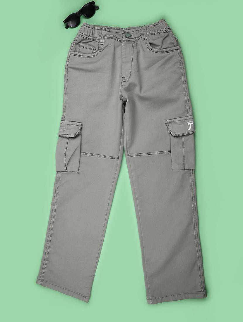 boys solid mid rise regular fit cargo pant - 22509059 -  Standard Image - 1