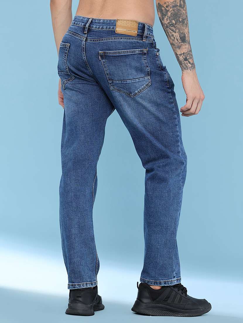 men washed mid rise full length straight jeans - 22509093 -  Standard Image - 4