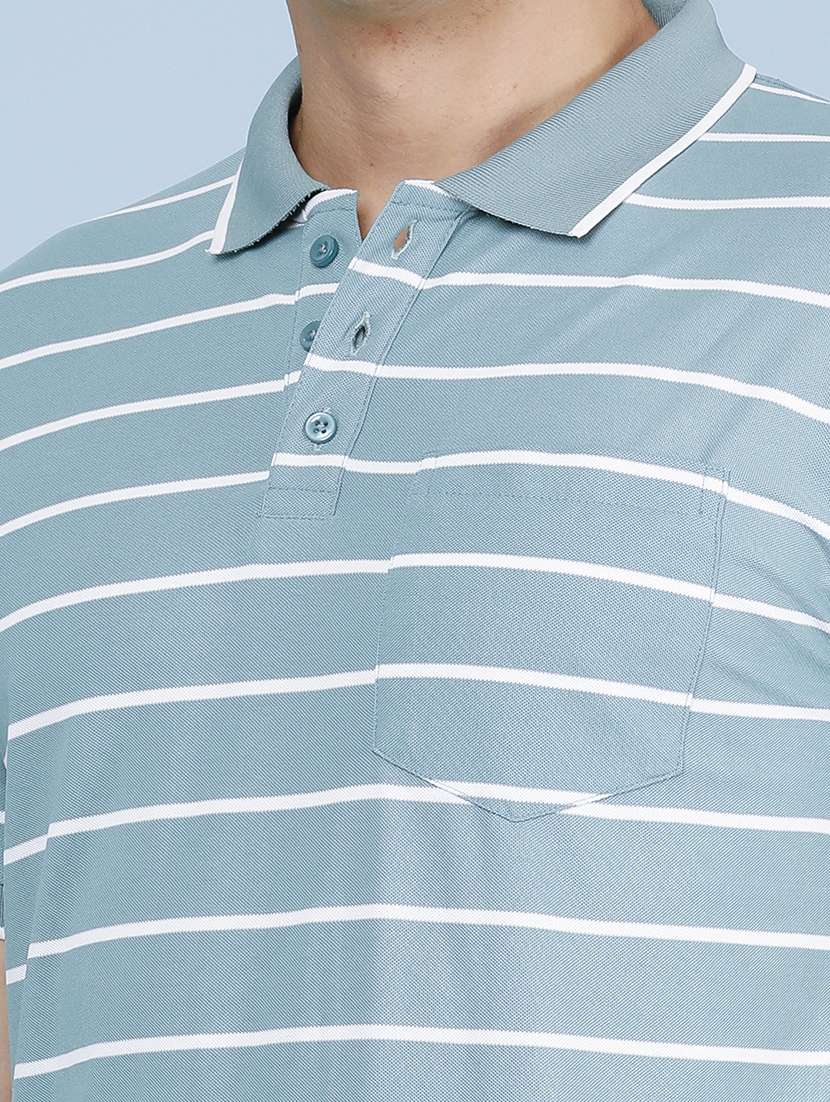 Men Striped Short Sleeves Polo T-shirt - 22509532 -  Standard Image - 1