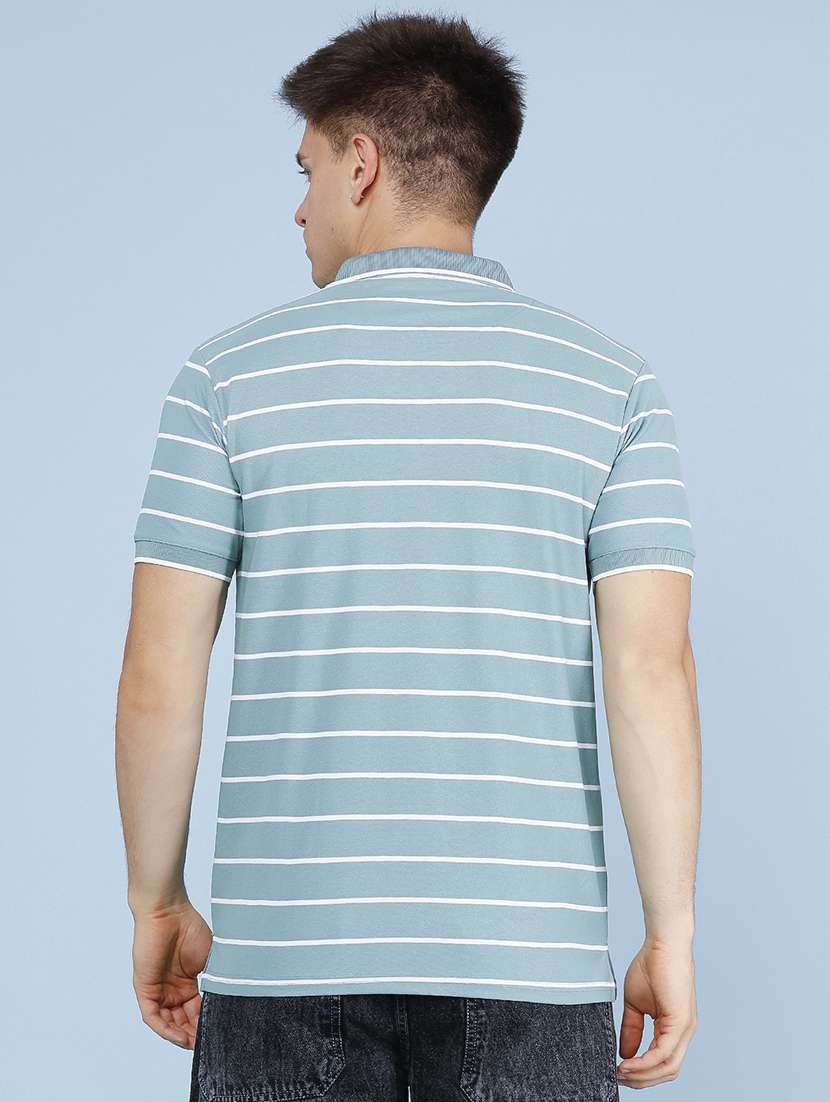 Men Striped Short Sleeves Polo T-shirt - 22509532 -  Standard Image - 4