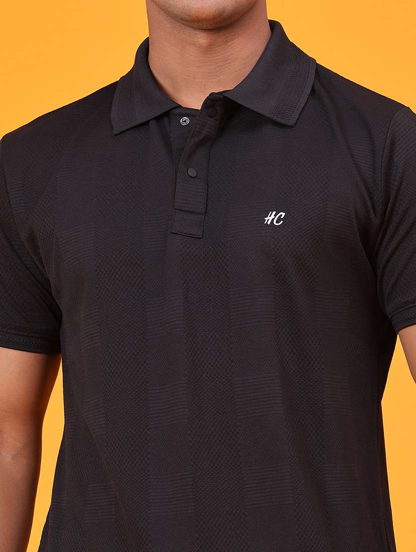 Men Self Design Short Sleeve Slim Fit Polo T-shirt - 22509540 -  Standard Image - 1
