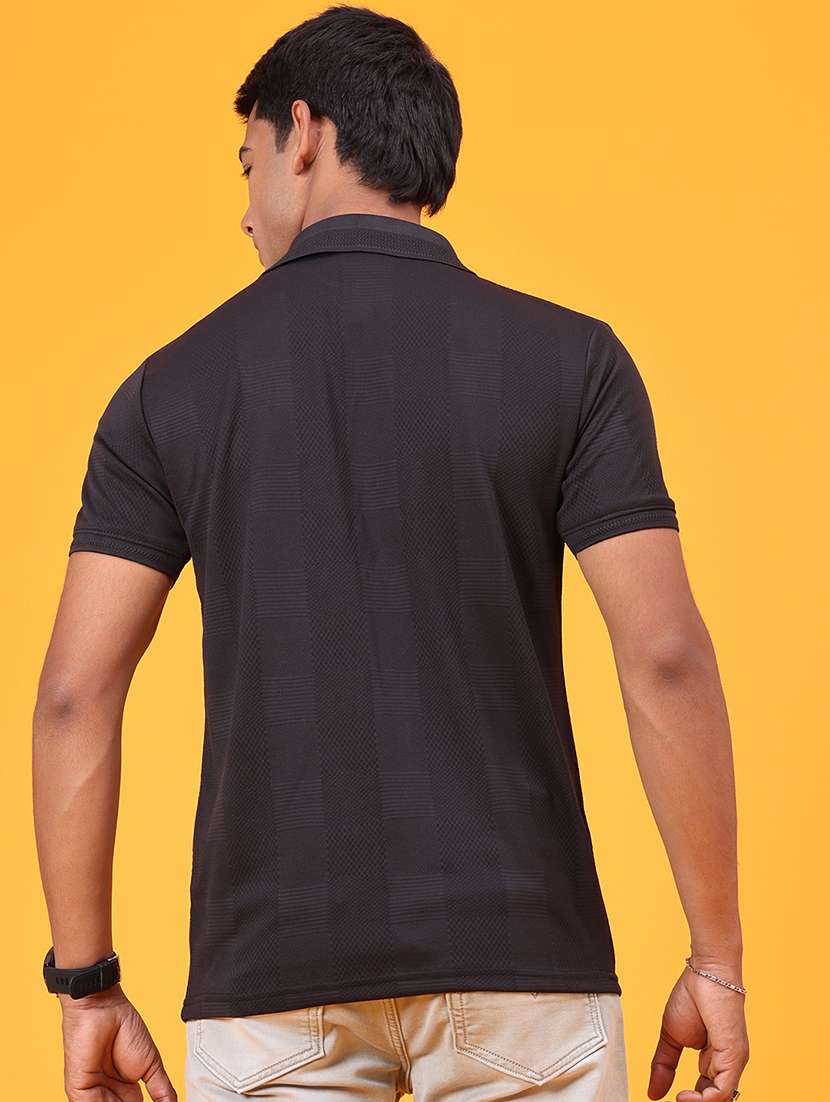 Men Self Design Short Sleeve Slim Fit Polo T-shirt - 22509540 -  Standard Image - 4