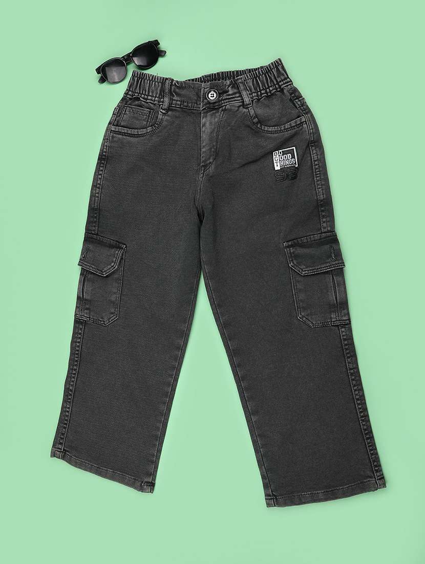 boys solid mid rise regular fit cargo pant - 22509620 -  Standard Image - 1