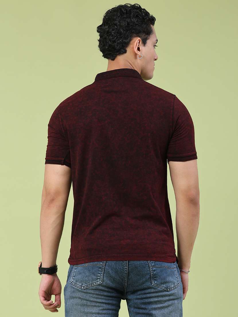 men tie & dye short sleeve slim fit polo t-shirt - 22510276 -  Standard Image - 4