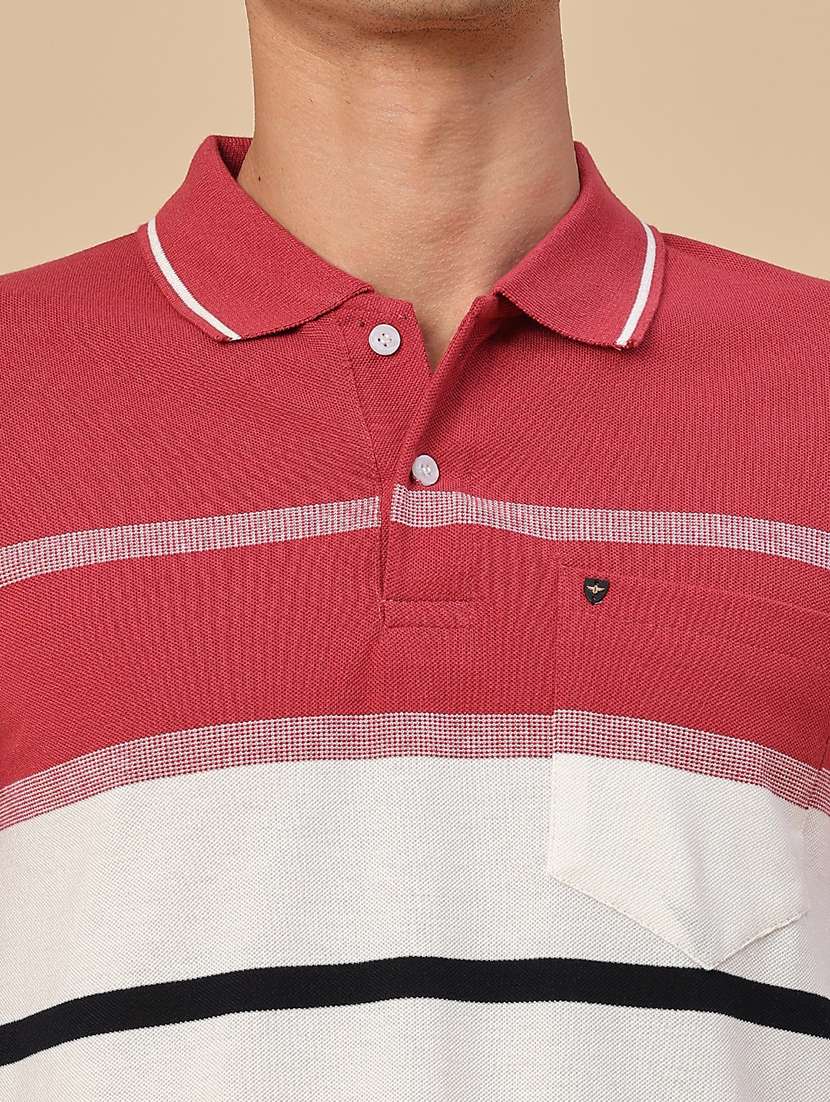 Men Striped Short Sleeve Slim Fit Polo T-shirt - 22510281 -  Standard Image - 1