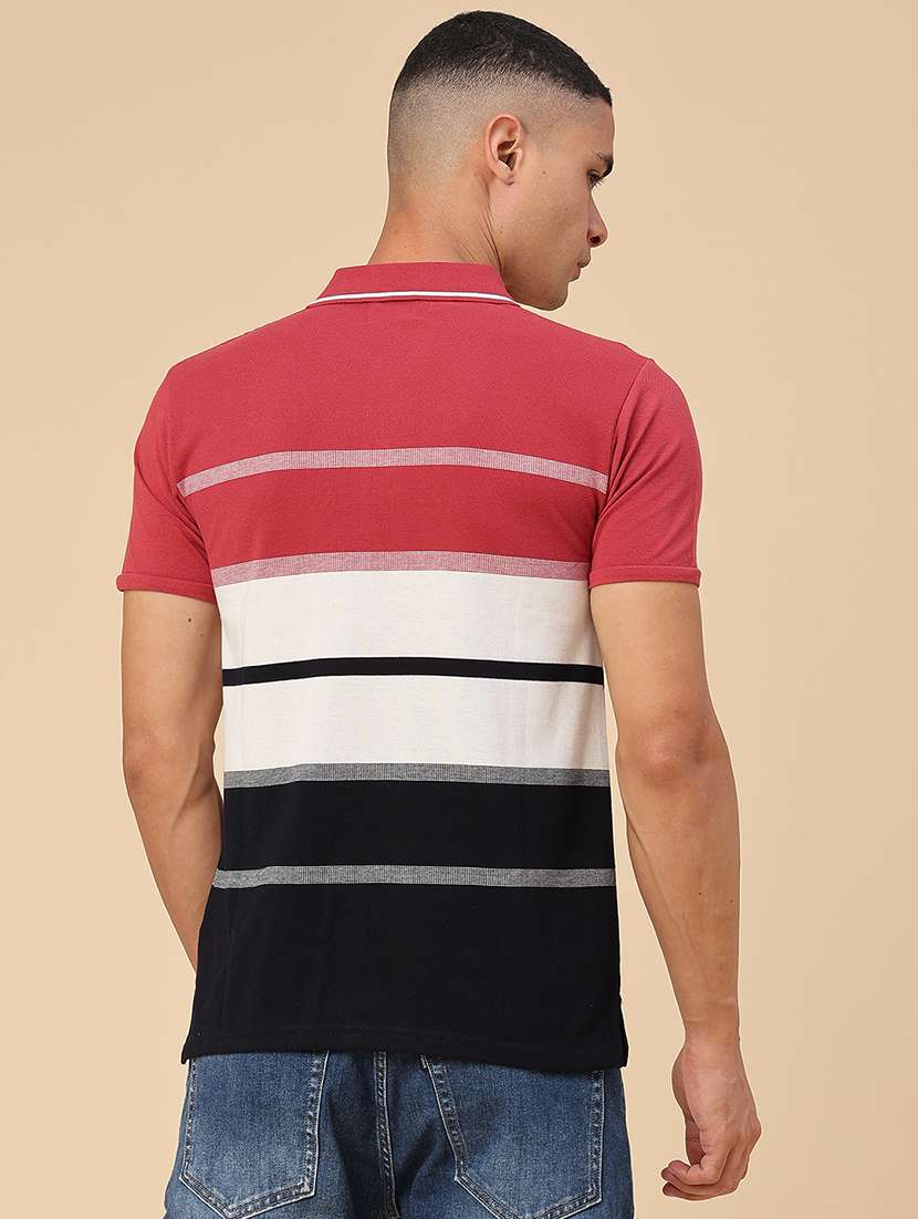 Men Striped Short Sleeve Slim Fit Polo T-shirt - 22510281 -  Standard Image - 4