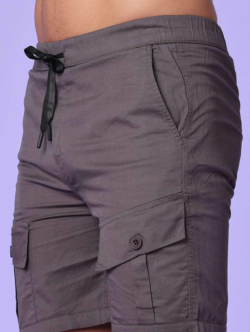 men solid mid rise regular fit cargo shorts - 22510289 -  Standard Image - 1