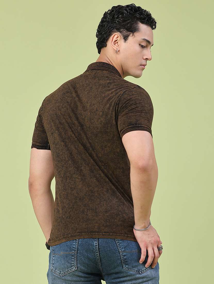 men self design short sleeve slim fit polo t-shirt - 22510390 -  Standard Image - 4