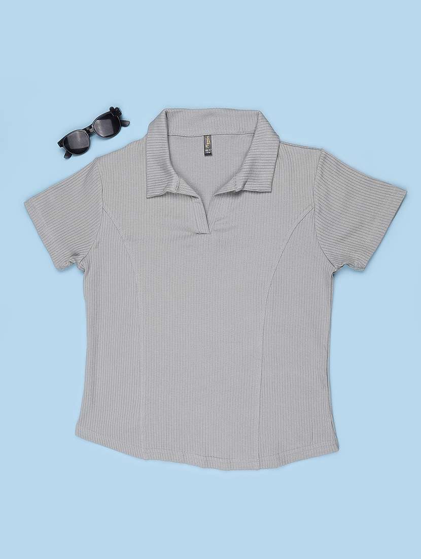Girls Solid Short Sleeves Polo Tee - 22510562 -  Standard Image - 1