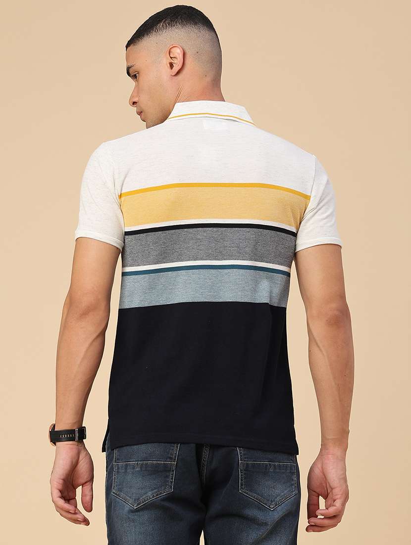 Men Striped Short Sleeve Slim Fit Polo T-shirt - 22510638 -  Standard Image - 4