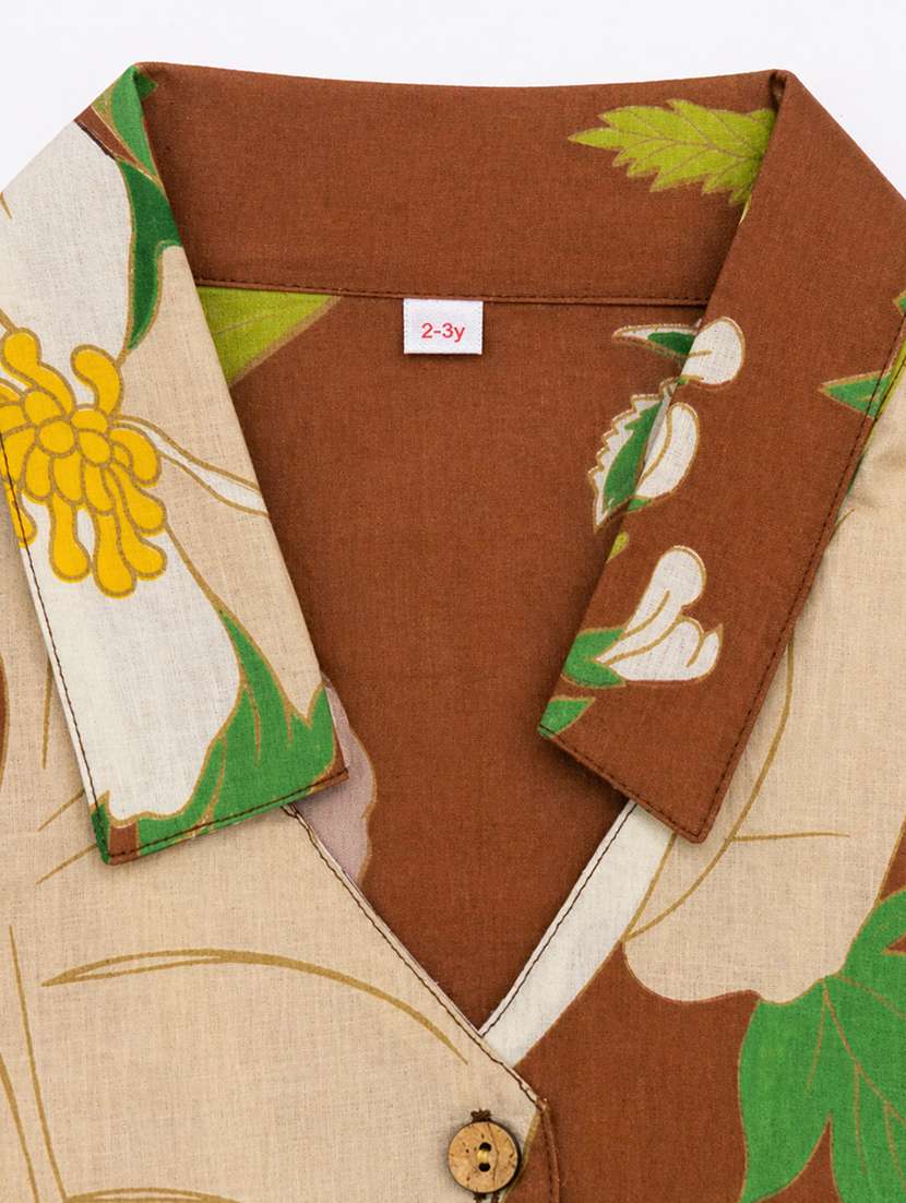 girls printed short sleeves shirt and trouser co-ord set - 22511070 -  Standard Image - 4