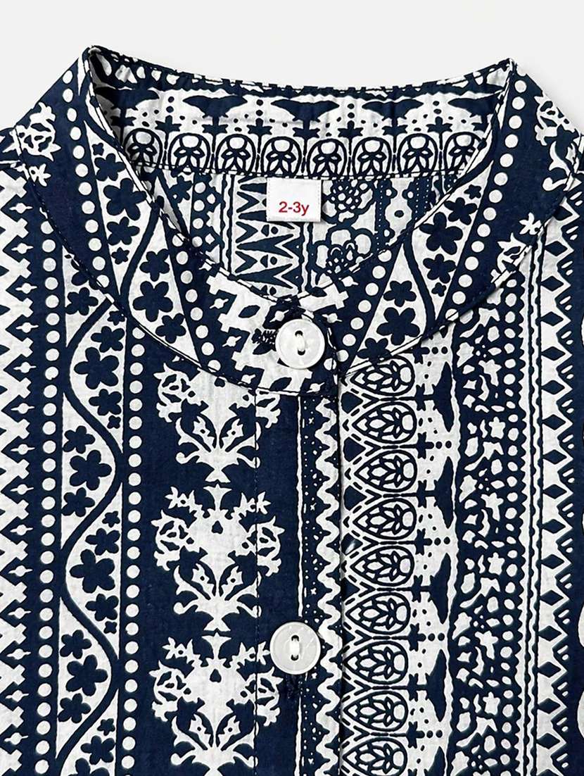 girls printed short sleeves shirt and trouser co-ord set - 22511071 -  Standard Image - 4