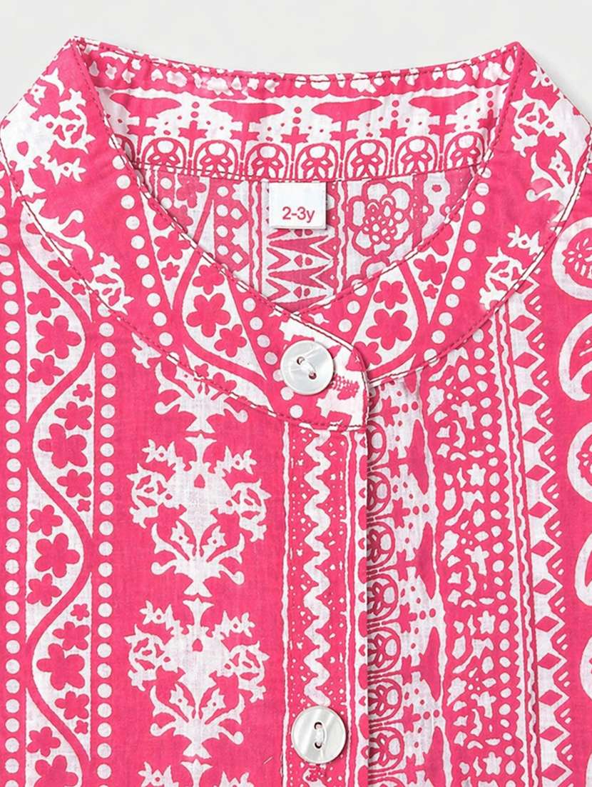 girls printed short sleeves shirt and trouser co-ord set - 22511073 -  Standard Image - 4