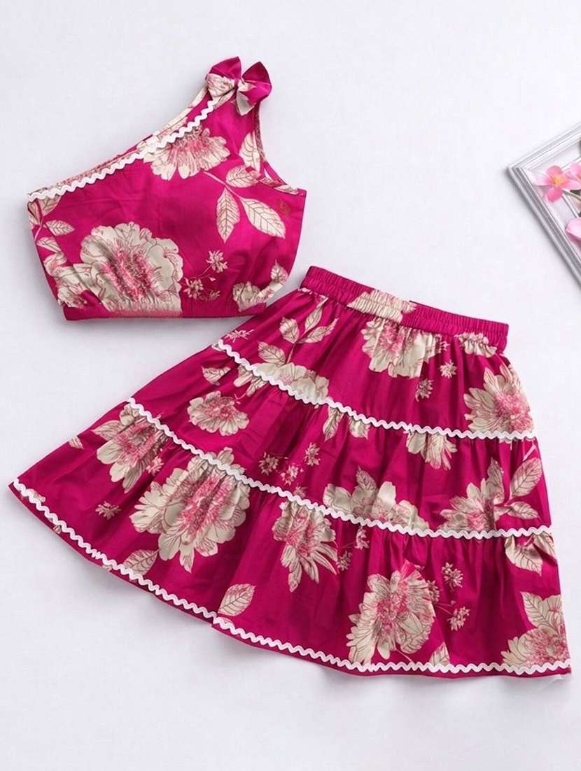 girls printed short sleeves top and skirt co-ord set - 22511077 -  Standard Image - 1