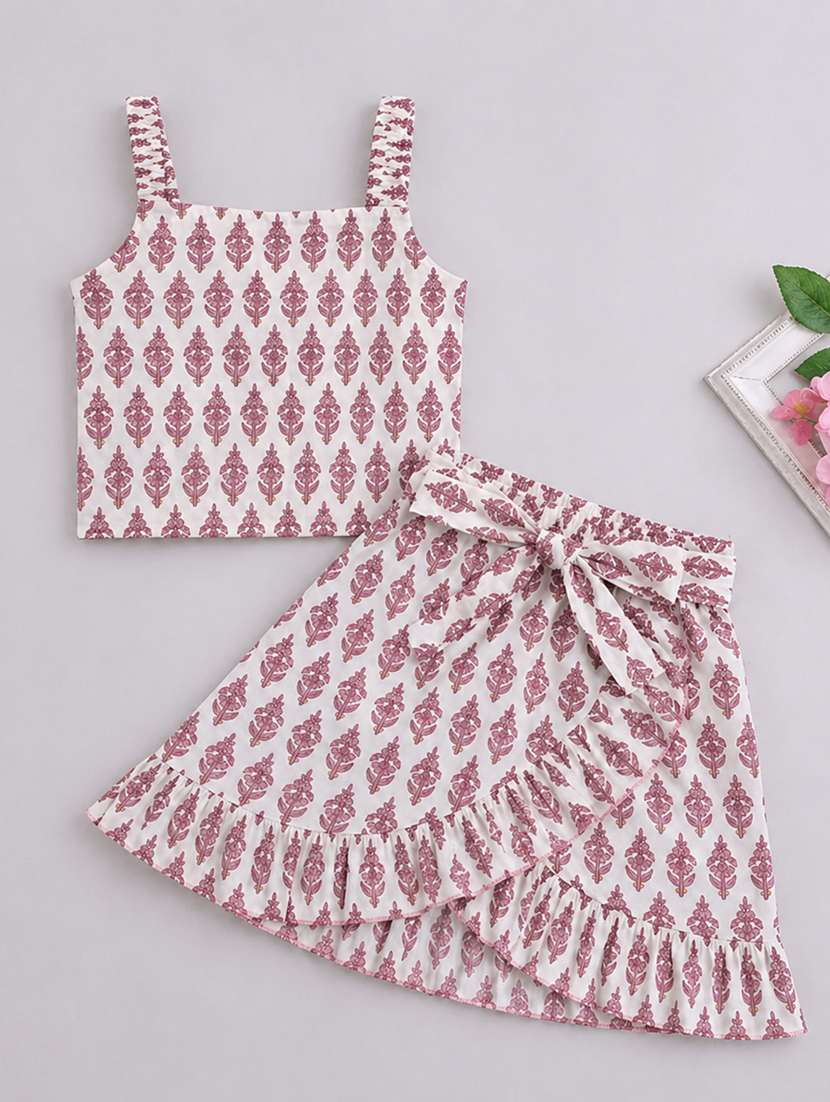 girls printed sleeveless top and skirt co-ord set - 22511099 -  Standard Image - 1