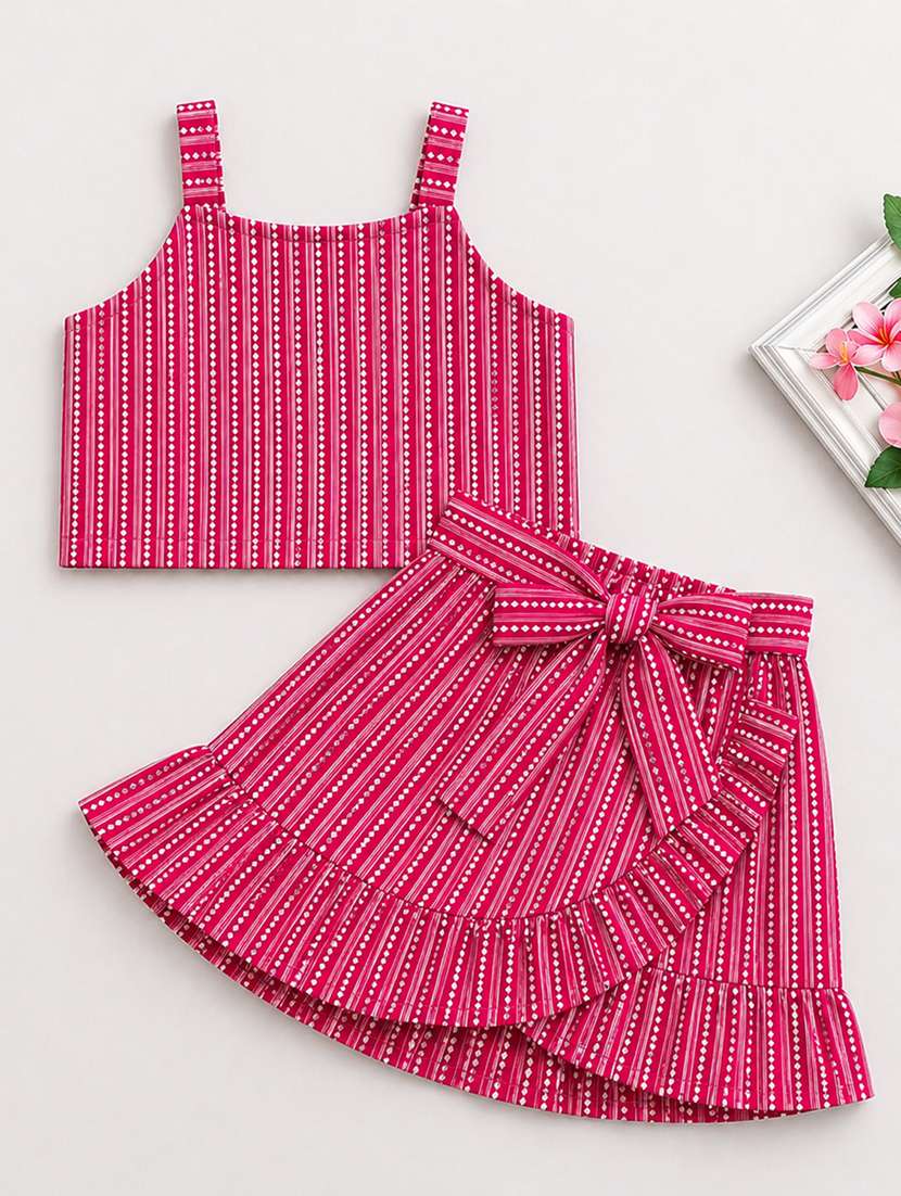 girls printed sleeveless top and skirt co-ord set - 22511100 -  Standard Image - 1
