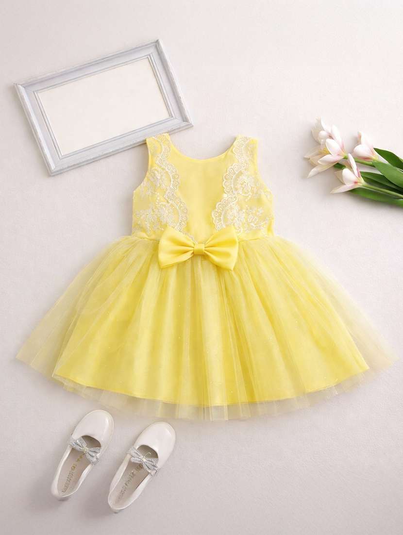 girls solid with work sleeveless frock - 22511134 -  Standard Image - 1