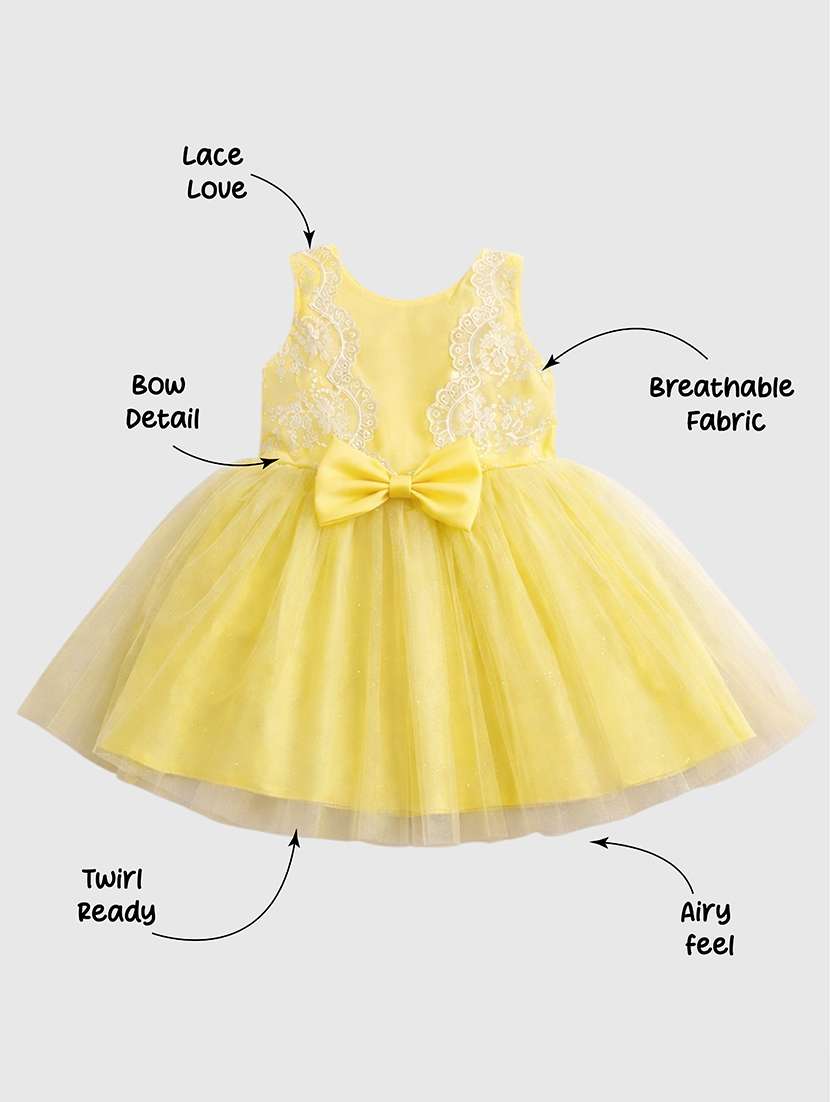 girls solid with work sleeveless frock - 22511134 -  Standard Image - 4