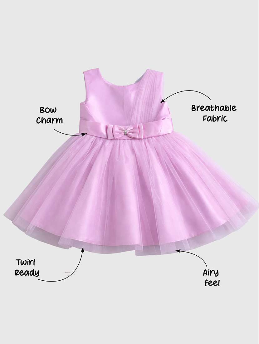 girls solid applique detailed sleeveless frock - 22511135 -  Standard Image - 4