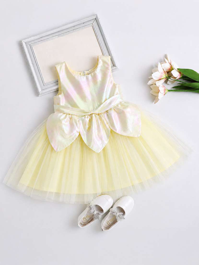 girls solid applique detailed sleeveless frock - 22511138 -  Standard Image - 1