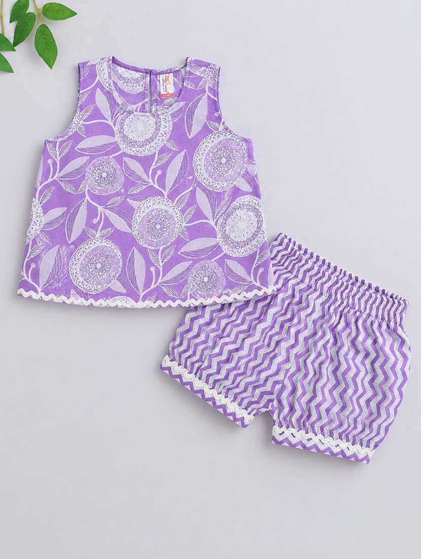 girls printed sleeveless top and shorts co-ord set - 22511151 -  Standard Image - 1