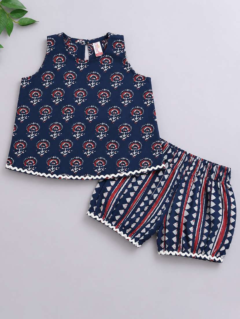 girls printed sleeveless top and shorts co-ord set - 22511152 -  Standard Image - 1