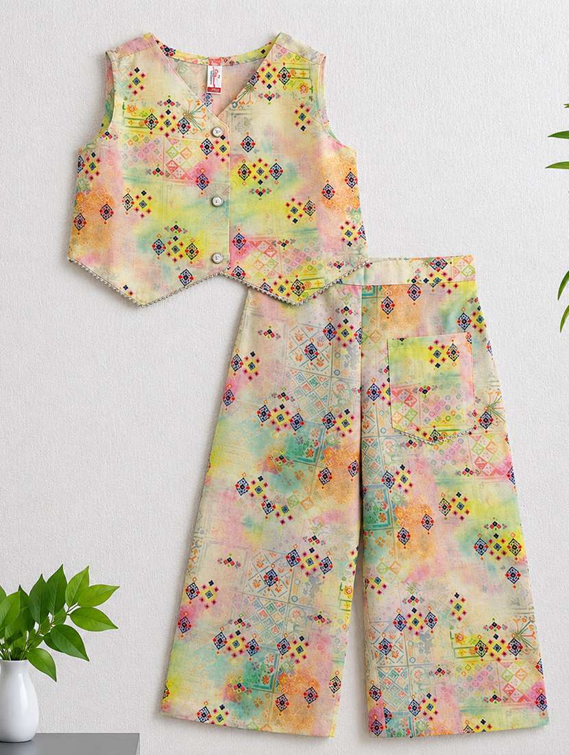 girls printed sleeveless top and trouser co-ord set - 22511155 -  Standard Image - 1