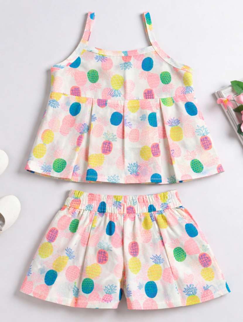 girls printed sleeveless top and shorts co-ord set - 22511209 -  Standard Image - 1