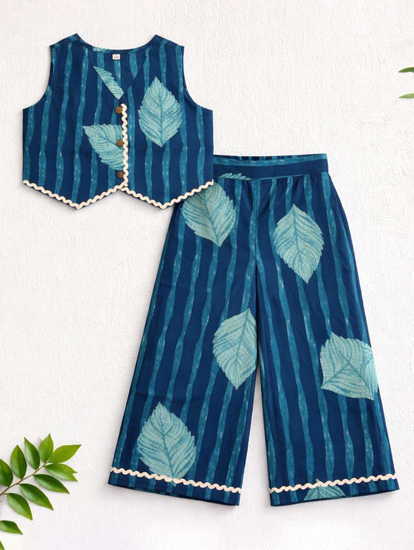 girls printed sleeveless top and palazzo set - 22511231 -  Standard Image - 1