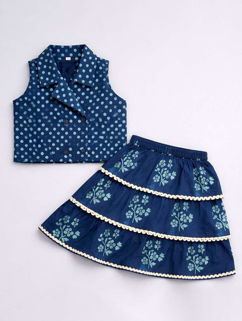 girls printed sleeveless top and skirt co-ord set - 22511237 -  Standard Image - 1