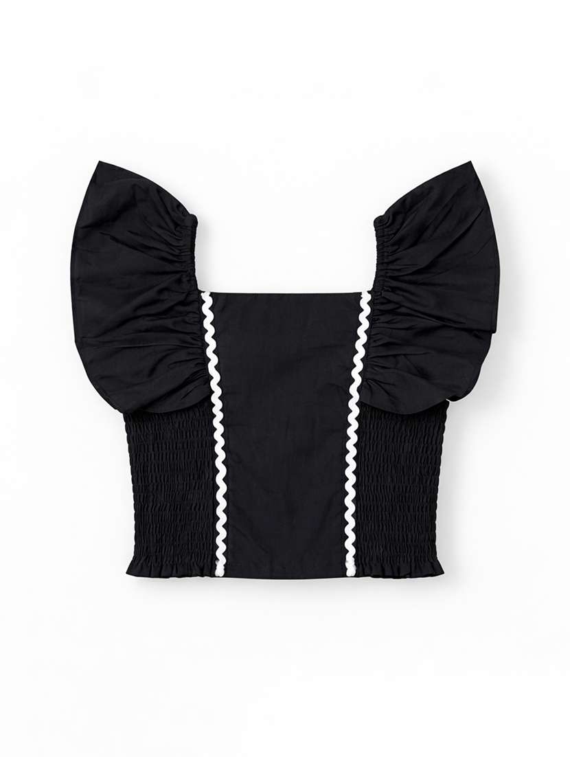 girls solid square top and skirt co-ord set - 22511238 -  Standard Image - 1