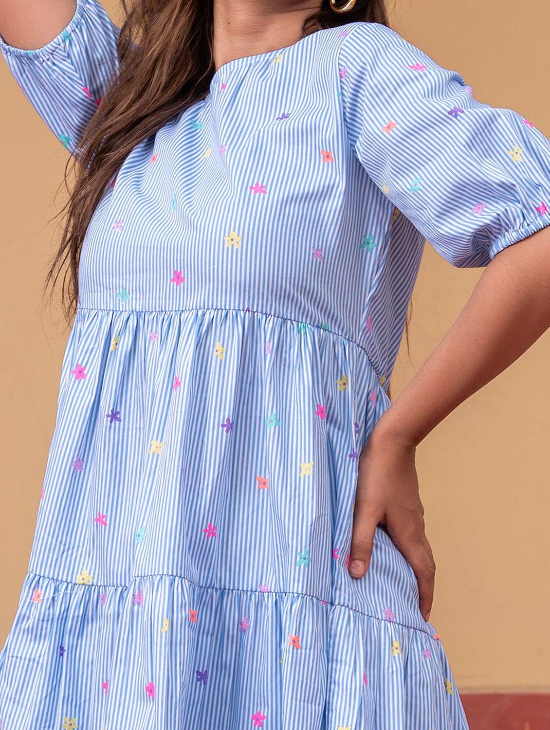 women printed round neck tiered dress - 22511248 -  Standard Image - 1