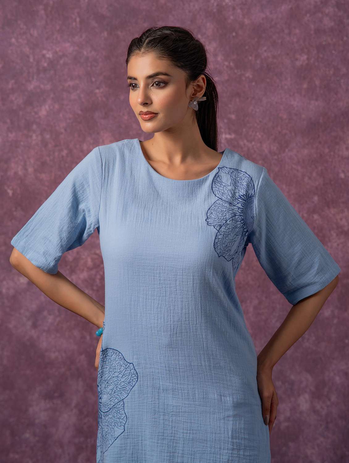 women embroidered round neck a-line kurta - 22511254 -  Standard Image - 1