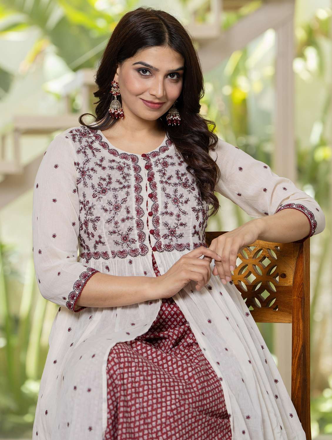 women embroidered round neck flared kurta - 22511255 -  Standard Image - 1